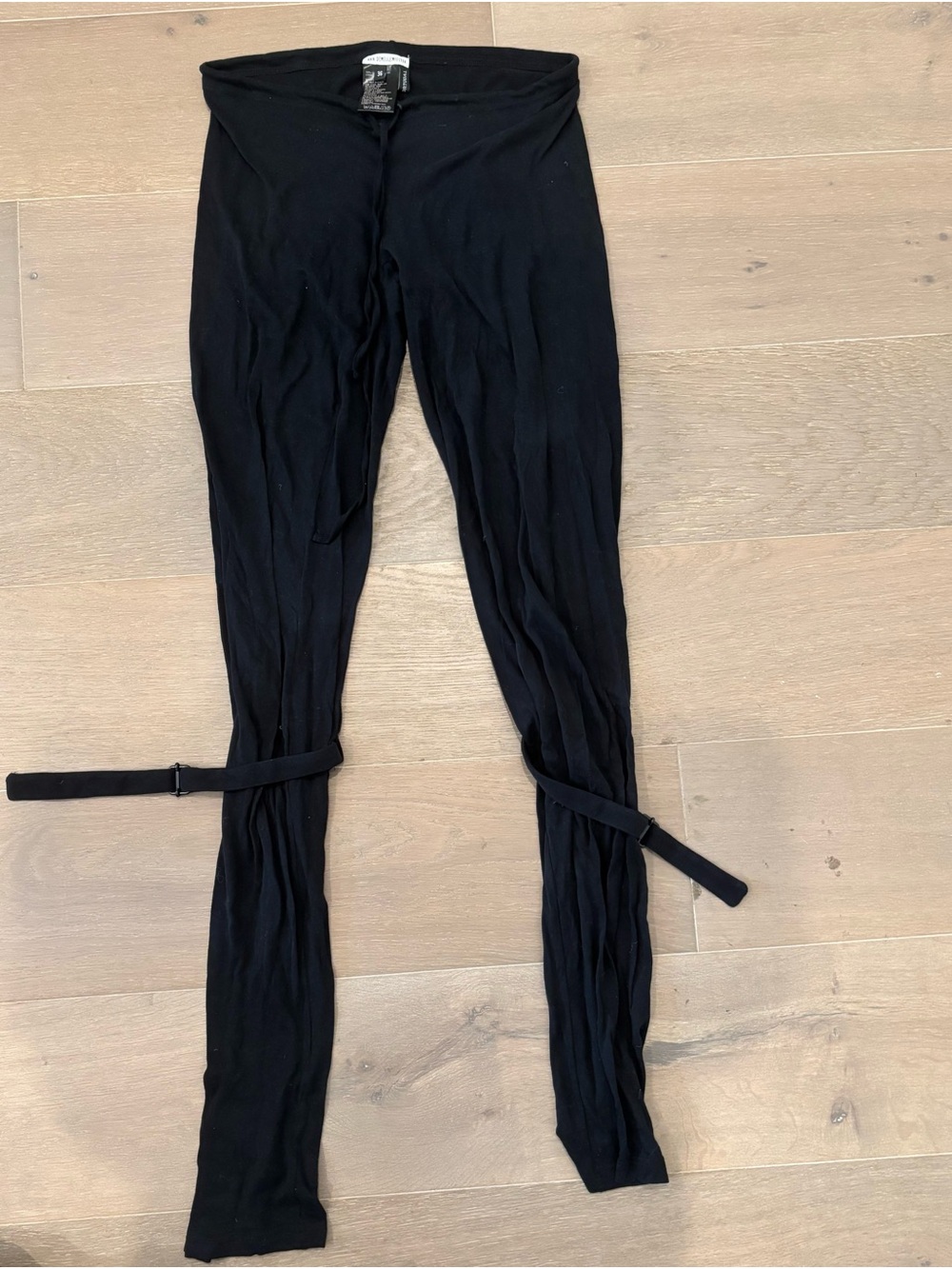Ann Demeulemeester Black Leggings with Ankle Straps